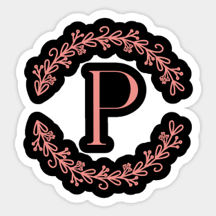 Pink Monogram Letter P Sticker